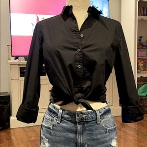 Black Button Up Cotton Top